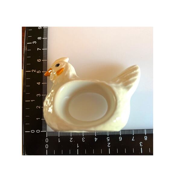 Vtg White Ceramic Rooster Chicken Napkin Rings Holder Set of 4 Farmhouse Decor - Picture 5 of 5